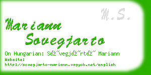 mariann sovegjarto business card